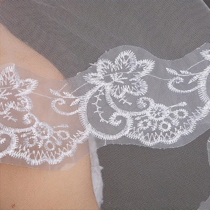 White Ivory Lace Embroidery Edge Bridal High Quality Tulle Bride Veils 1 Layer Married Wedding Accessories 2024