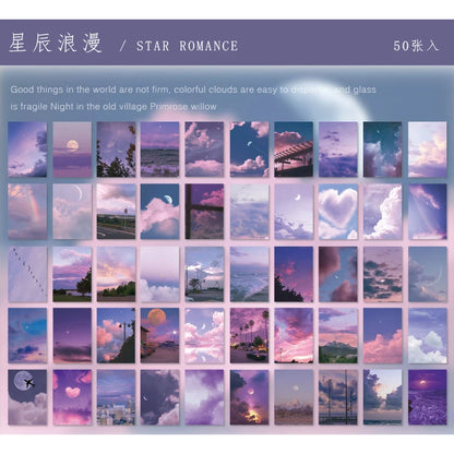 Yoofun 50 Sheets Natural Scenery&Art Paintings Stationery Stickers Book Aesthetic Landscape Cute Scrapbooking Planner Journal
