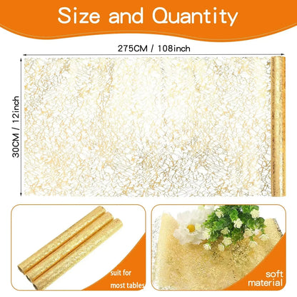 Gold Table Runner Metallic Glitter Table Cloths Runner Metallic Roll Rectangle for Birthday Wedding Home Table Decor