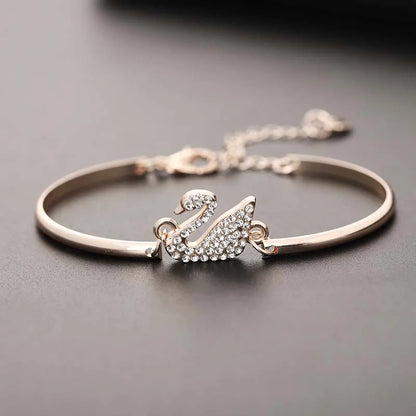 Luxury Zircon Charm Bracelet Jewelry Accessories for Women's Party Gifts Fashion Gold Rose Gold Swan Bangle