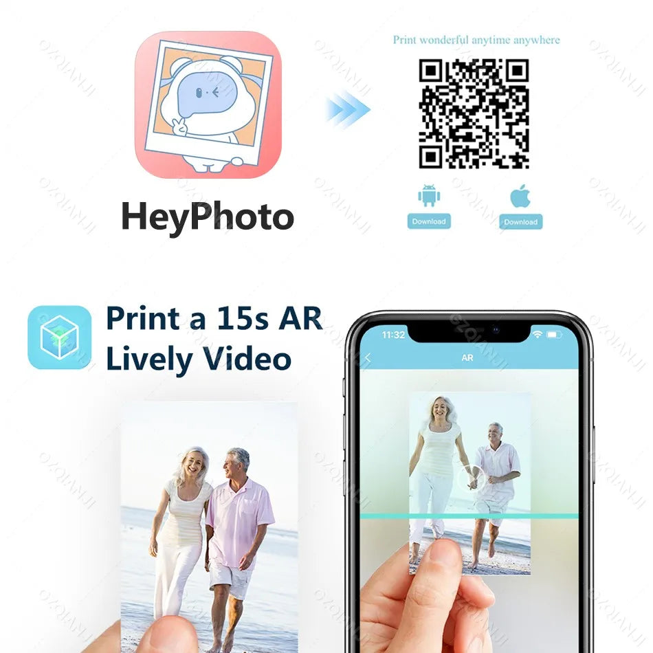 HPRT MT53 Portable Mni Mobile Pocket Printer BT Wireless Photo Printer with Zink Technology 2x3 Inch Color Photo Printer Make