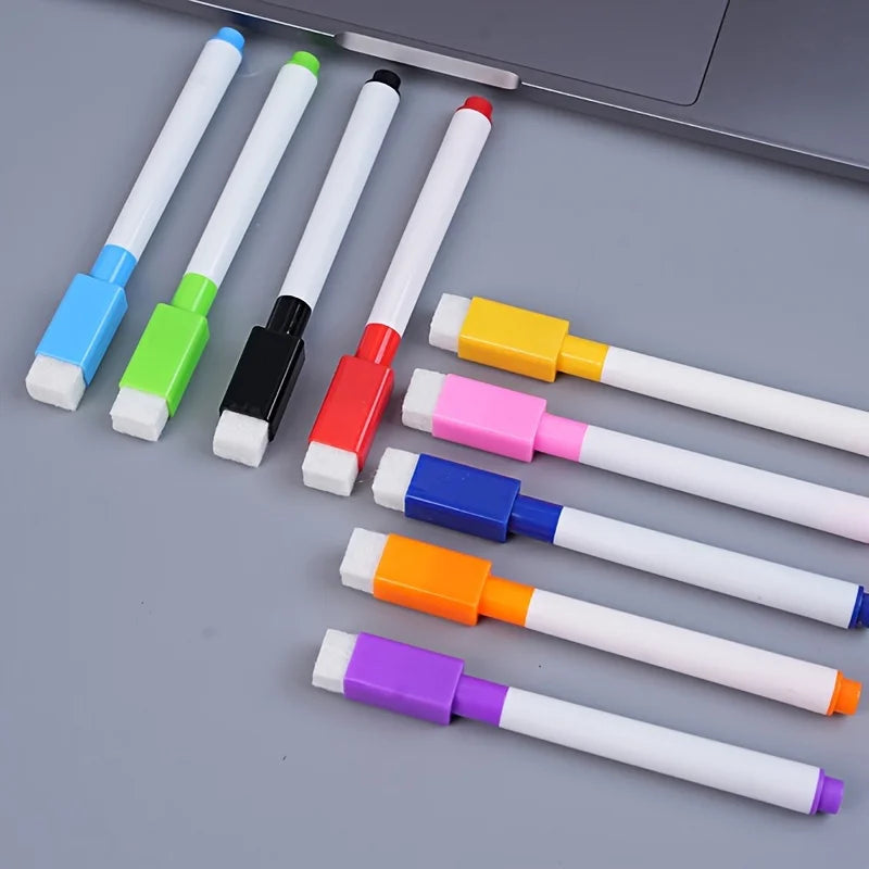 8-Color Dry Erase Whiteboard Markers with Magnetic Eraser, Suitable for Office Whiteboards, Calendars,Creative Holiday Gifts