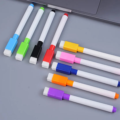 8-Color Dry Erase Whiteboard Markers with Magnetic Eraser, Suitable for Office Whiteboards, Calendars,Creative Holiday Gifts