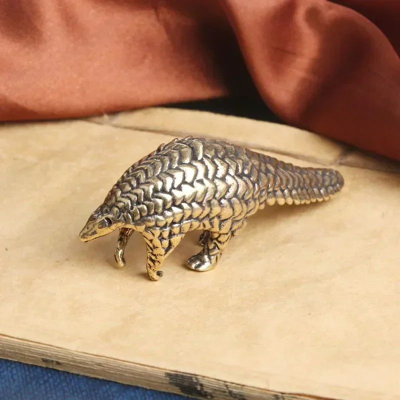 Solid Copper Small Pangolin Figurines Miniature Vintage Bronze Animal Home Ornament Statue Desktop Oranment Craft Gift Access