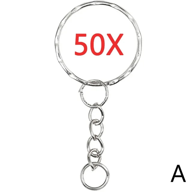 30mm/25mm/20mm Metal Key Rings Keychain Sets Keyfob Anti-rust KeyRings Key Chains Car Key Pendant Split - 50pcs Type A