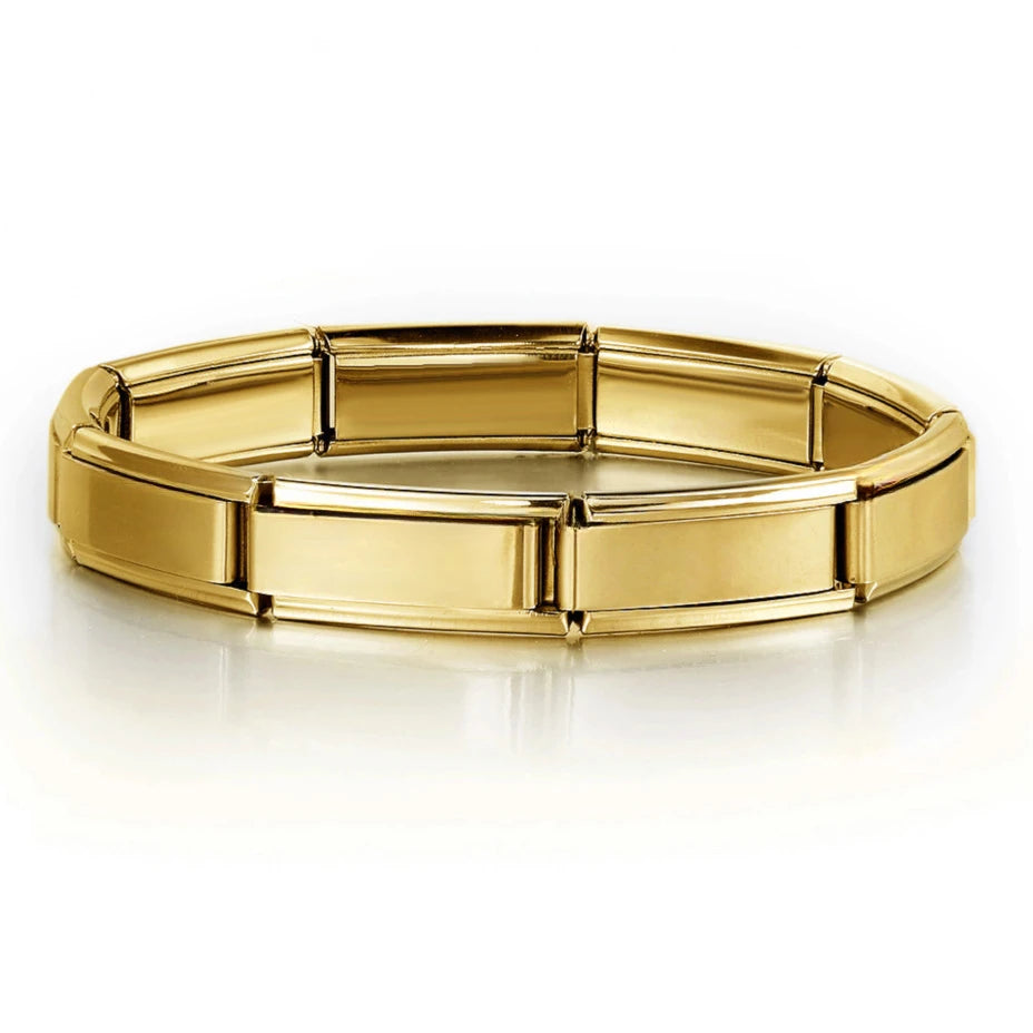 2025 Fashion Functional Elastic Bracelet Modular Bulk Italian Charms Links Fit Bracelet Stainless Steel Jewelry - 20 9cm Gold