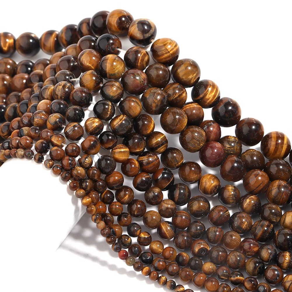 Natural Stone 4 6 8 10 12mm Round Tiger Eye Amethyst Agate Jades Stone Spacer Bead For Jewelry Making Diy Bracelet Needlework