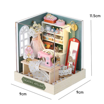 Kitten Mini Doll House 3D Puzzle Assembly Model Building Kit Creative Room Bedroom Decoration With Furniture Wooden Crafts Gi