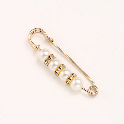 Women New Cute Imitation Pearl Rhinestone Brooch Anti-lighting Skirt Waist Pin Fashion Jewelry Accessories Gifts - 5.5CM 2203