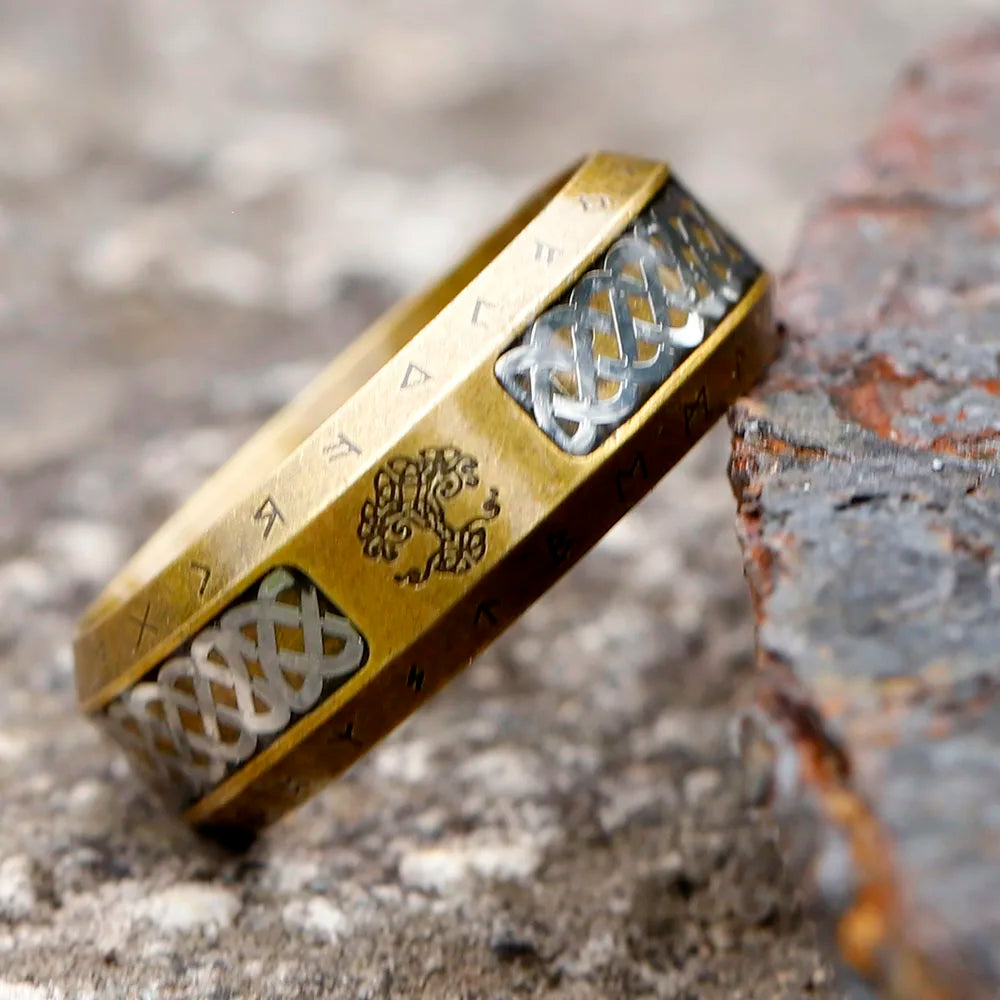 Special Design Stainless Steel Viking Ring Runes Tree of Life Ring For Men Vintage Celtic Knot Rune Vintage Jewelry