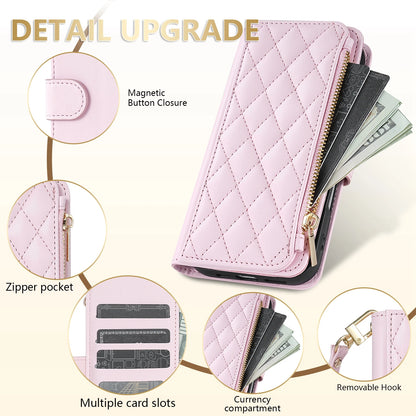 Wallet Small Fragrance Zipper Cardslot Magnetic Flip Leather Case For Samsung Galaxy A07 A15 A16 A17 A34 A35 A36 A53 A54 A55 