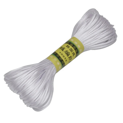 20M 1.5mm Satin Nylon Trim Cord, Rattail Cord Chinese Knot - Bleached white