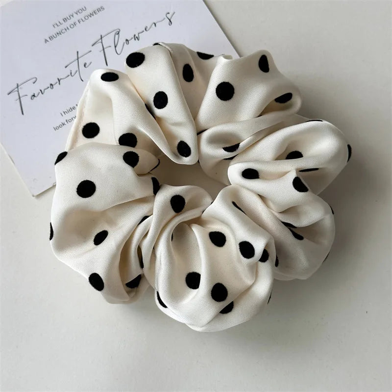 Korean Women Hair Simple Satin Scrunchies Wave Point Hair Band For Girls Ponytail Holder Rubber Bands Hair Ties Hair Accessor