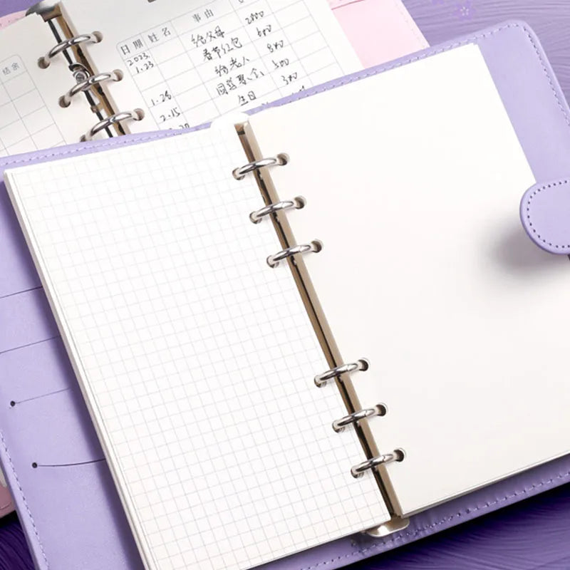 60 Sheets Blank A6 Loose Leaf Refill 6-Ring Binder Inserts for Accounting Notebook Planner, Replaceable Inner Core for Journa