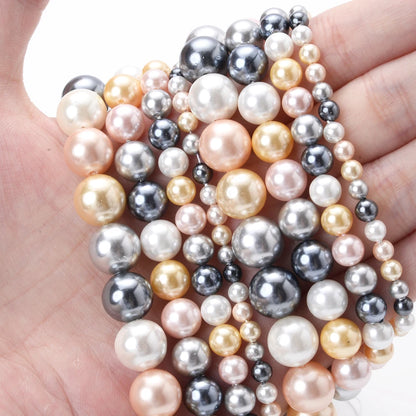 Natural Freshwater Shell Pearls Beads Round Loose Spacer Beads for Jewelry Making DIY Bracelet Necklace Accessories 4 6 8 10m