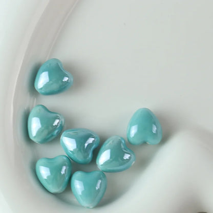 10pcs 12mm Heart Shape Shiny Glossy Ceramic Beads Porcelain Loose Spacer Beads for Jewelry Making DIY Bracelet Necklace Craft