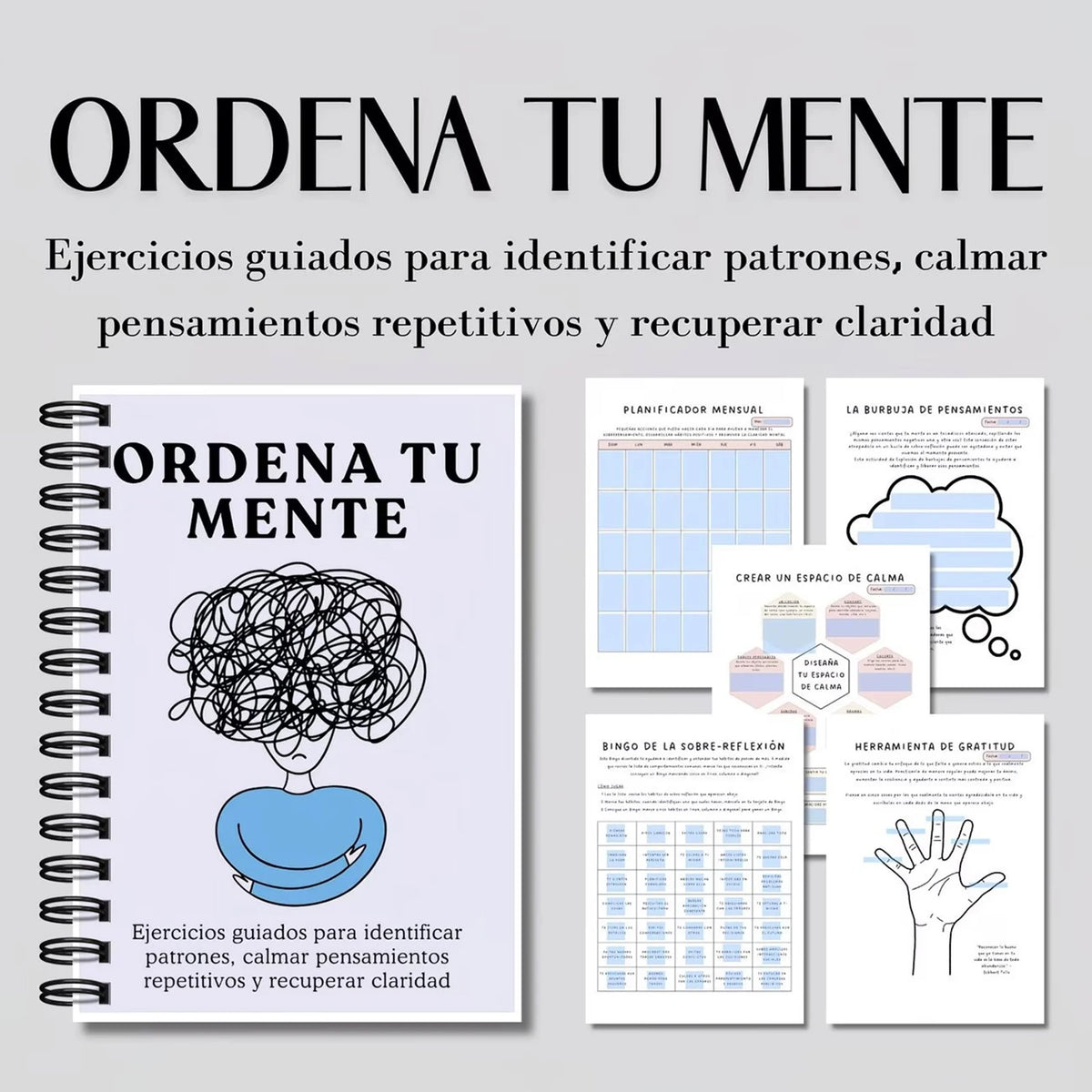 Spanish Style Reflection Journal Structured Mind Organization Diary Bleed-resistant Paper Notebook with Matte Cover for Work