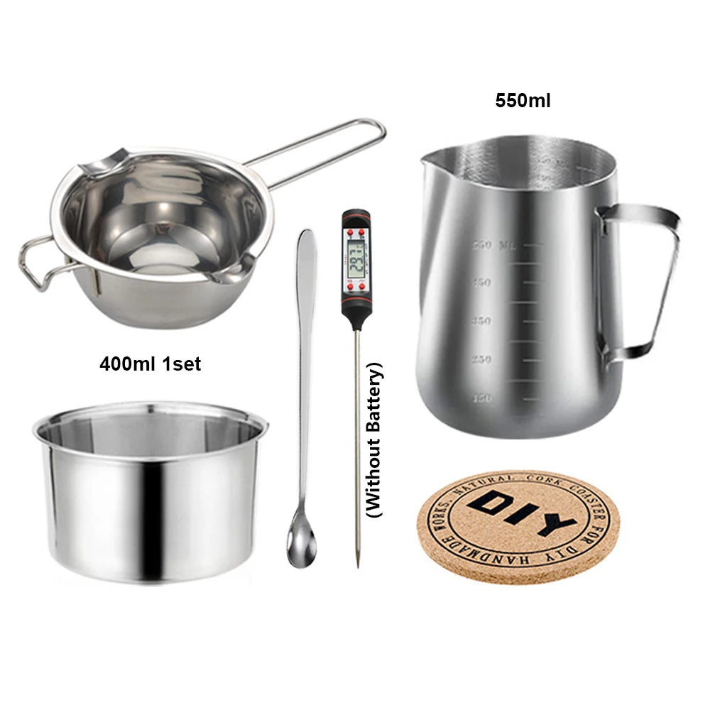 DIY Candle Kit Aromatic Candles Making Tool Set Sticker Stainless Steel Wax Melting Pot Candle Making Supplies For Beginer - 