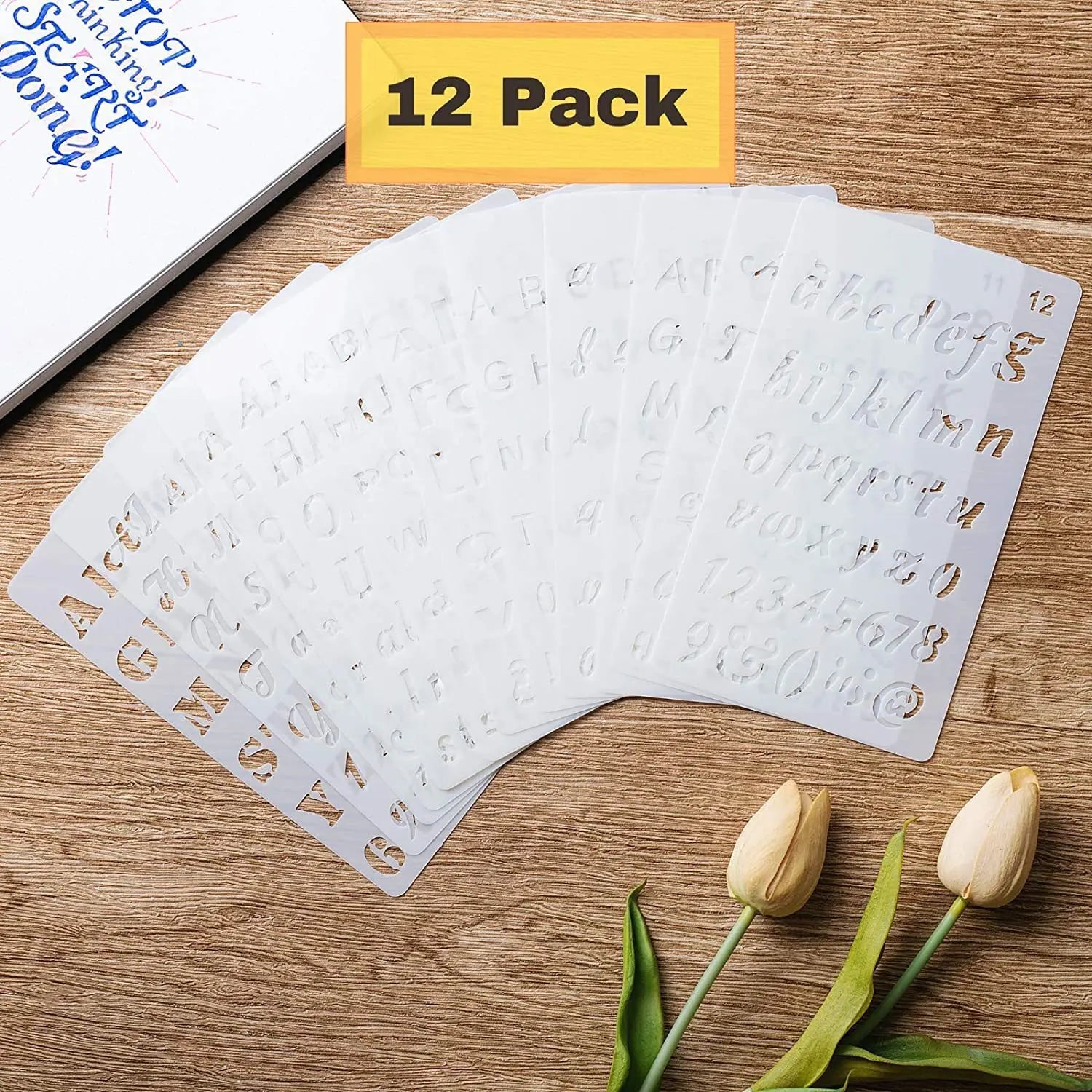 12 English Alphabet Templates, Suitable for Wooden Art Letter Painting, Reusable Template Crafts Drawing Templates, Suitable 