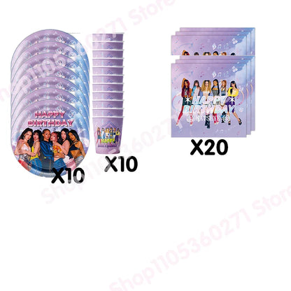 K-Katseye Birthday Decoration Kpop Girl Group Napkin Balloon Cup Plate Tablecloth Banner For Girls Festival Party Fans Gift -