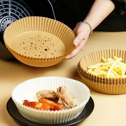 100 Air Friyer Liners Paper Square Round Parchment Disposable Paper Liner for Air Fryer Roasting Non-Stick Baking Accessories