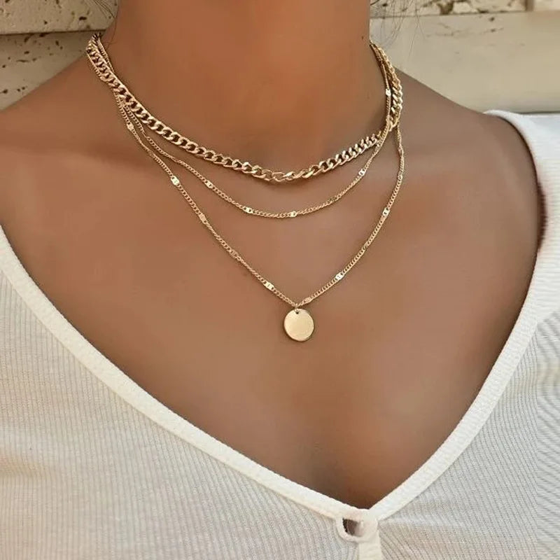 Vintage Necklace on Neck Gold Color Chain Women's Jewelry Layered Accessories for Girls Aesthetic Gifts Fashion Pendant 2025 
