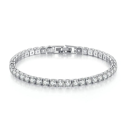 Women's Fashion 4mm Zirconia Tennis Bracelet Crystal Charm Designer Thin Chain Wedding Jewelry - DG2481 / 19cm