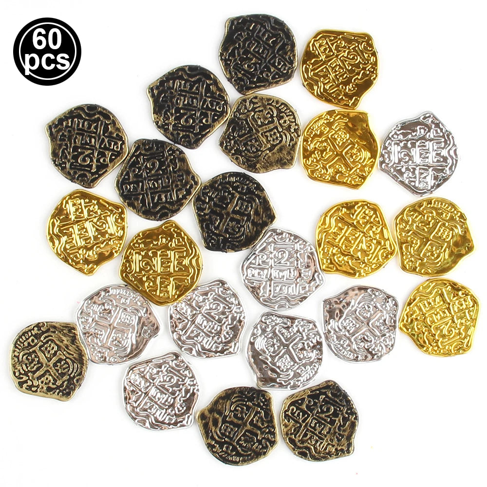 Pirate Party Fake Gold Coins Bulk 1 5 10 20 50 100 Denomination Gold Coins Pirate Themed Party Supplies Game Gift Kids Favors