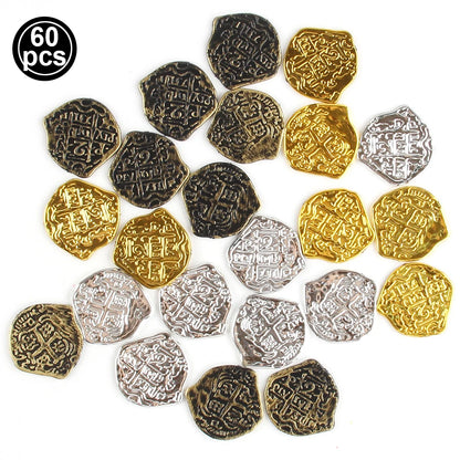 Pirate Party Fake Gold Coins Bulk 1 5 10 20 50 100 Denomination Gold Coins Pirate Themed Party Supplies Game Gift Kids Favors