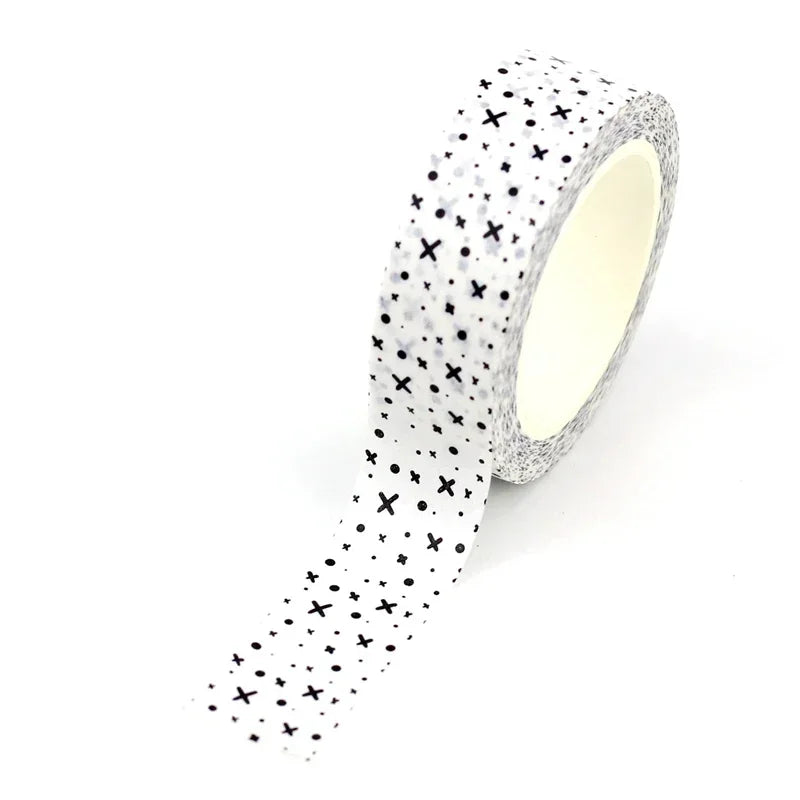NEW 1PC 10M Decorative Black and White Japanese Washi Tape Set DIY Journaling Adhesive Moon Masking Tape Cute Stationery - NO