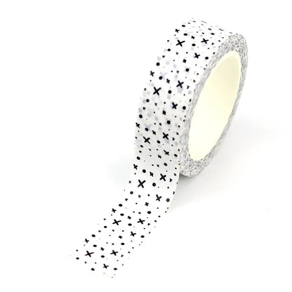 NEW 1PC 10M Decorative Black and White Japanese Washi Tape Set DIY Journaling Adhesive Moon Masking Tape Cute Stationery - NO