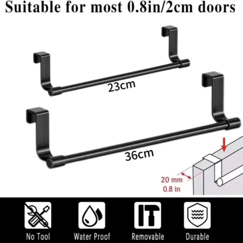 1/2pcs Wall-Mounted Kitchen Cabinet Towel Rack - Space-Saving Dishcloth Holder for Home and Bathroom No Drilling Require