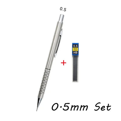 0.5 0.7 0.9mm Metal Mechanical Pencil with Eraser Set HB Lead Art Sketch Drawing Supplies Automatic Pencil Writing Stationery