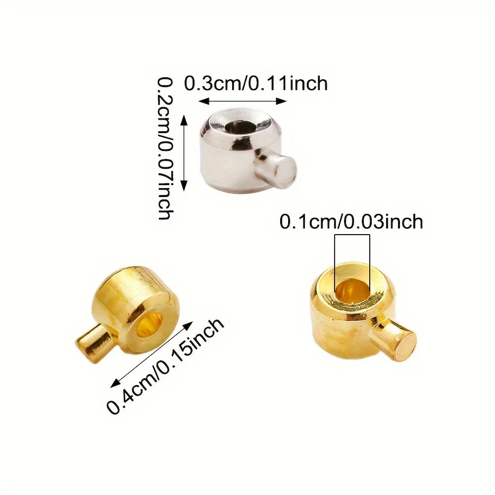 20pcs 3x4mm Coppers Positioning Buckles Clasps W/Bead Caps - DIY Necklace & Bracelet Connectors, Jewelry Closure Accessories