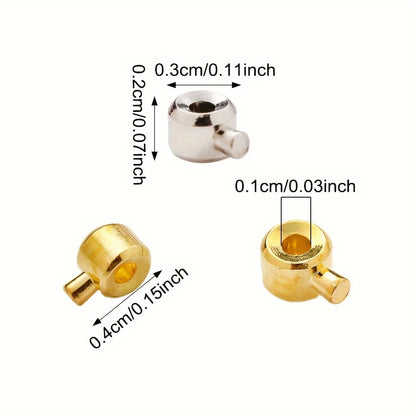 20pcs 3x4mm Coppers Positioning Buckles Clasps W/Bead Caps - DIY Necklace & Bracelet Connectors, Jewelry Closure Accessories