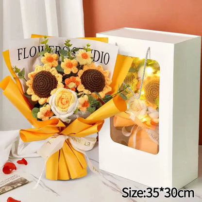 Graduation Bouquet Artificial Crochet Bouquets Hand-woven Flower Bouquet Gifts Teacher's Day Graduation Gift Flowers - S25
