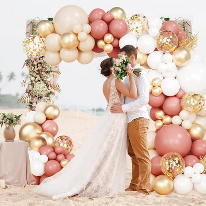 Retro Pink White Gold Balloons Garland Arch Kit Birthday Party Decoration Kids Baby Shower Wedding Party Supplies Letax Ballo