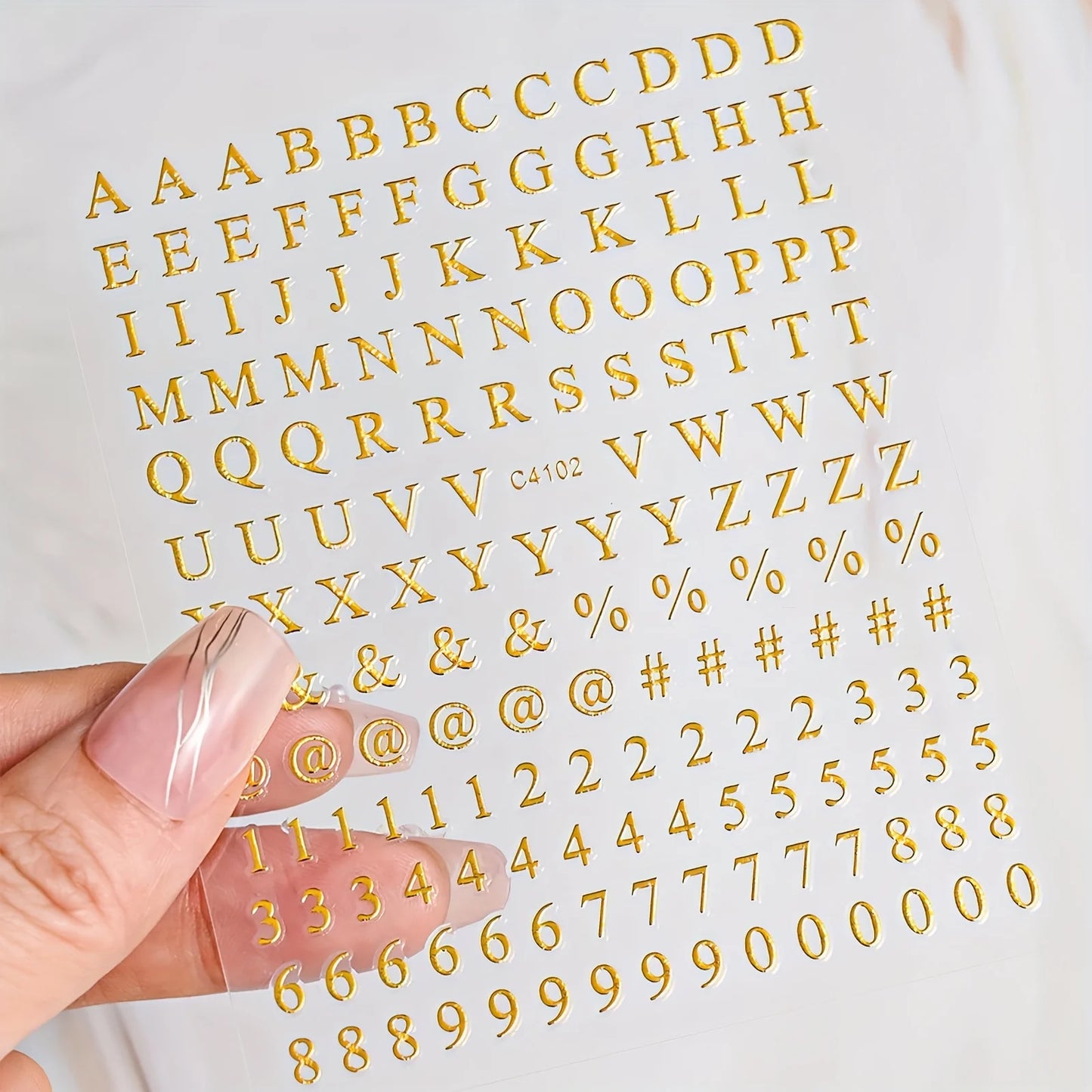 8 Sheets Letters Nail Art Stickers Number Nail Decals Self-Adhesive Luxury Gold Silver English Alphabet Nail Sticker Black Wh