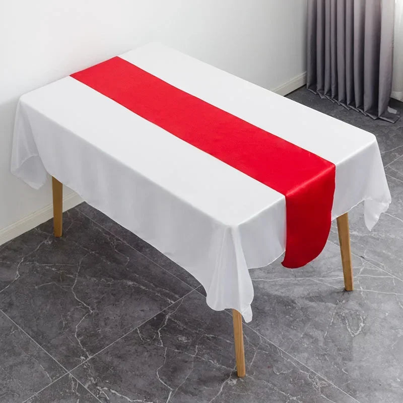 Satin Table Runner Wedding Decoration For Modern Birthday Party Hotel Show Banquet Luxury Design Nice Pattern Wholesale - Red