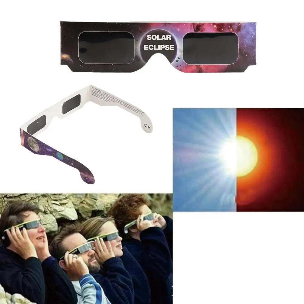 5PCS Solar Eclipse Glasses Anti-uv Glasses Safe Direct Sun Viewing Random Color Paper Frames for Adults Kids Watch Solar Ecli