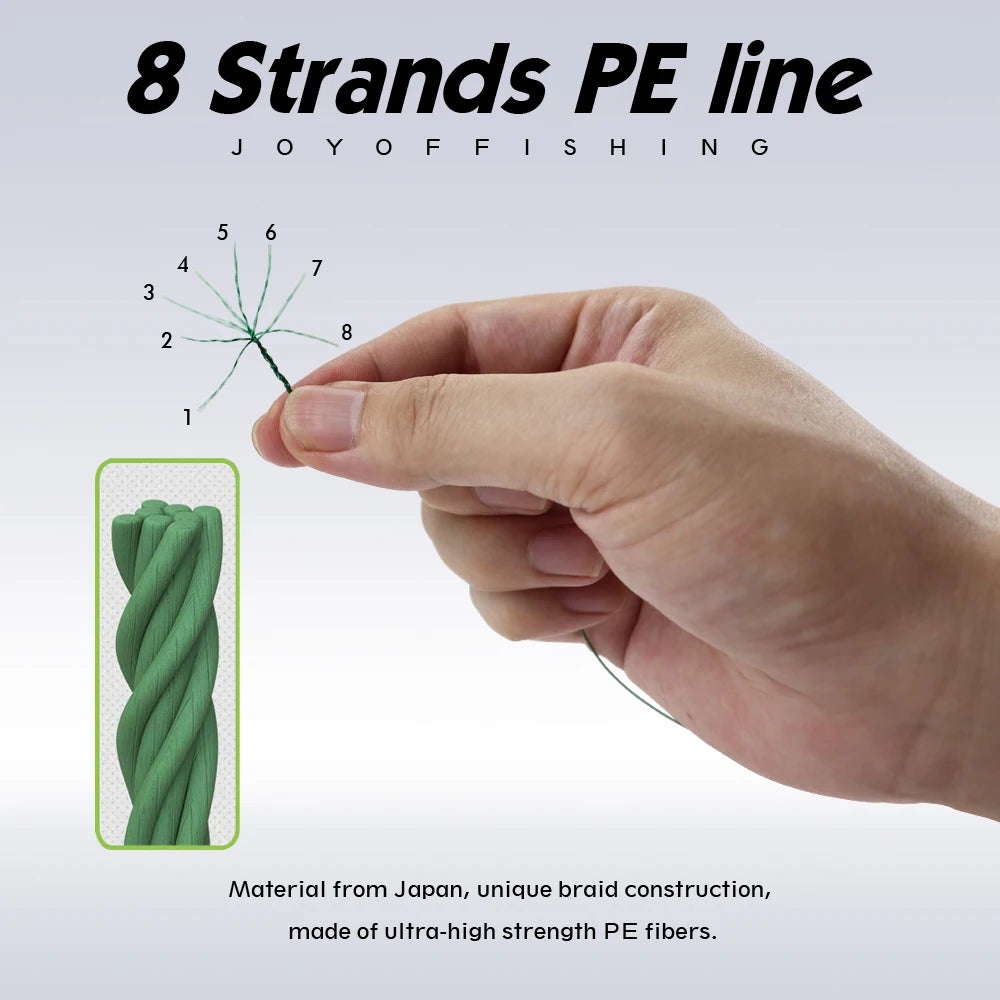JOF 300M 500M 1000M 8 Strands 4 Strands 18-88LB PE Braided Fishing Wire Multifilament Super Strong Fishing Line Japan Multico