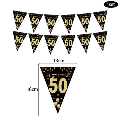 30th 40th 50th 60th birthday decorations Number Balloons Birthday Hanging Banner Flags for Adult 30th Anniversary Supplies - 