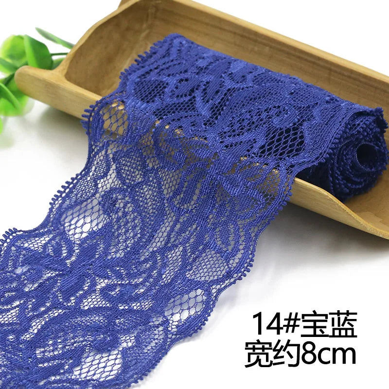 Lace Trim 1 Meter, Elastic Ribbon for Sewing, Wide Lace Trim, DIY Crafts, Scrapbooking Supplies, Crochet Pattern Ribbon in Co