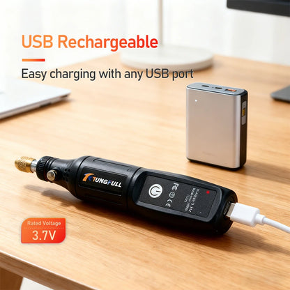 TUNGFULL Cordless Mini Rotary Tool Kit USB Rechargeable Grinder Pen Set For DIY Polishing Drilling Carving Craft Work