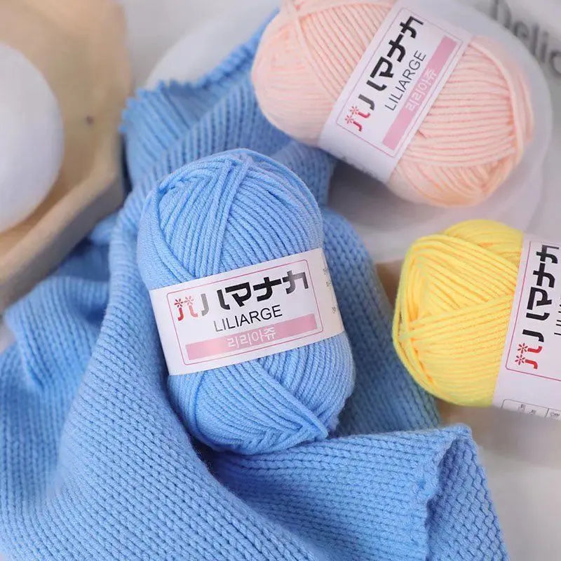 25G Milk Sweet Soft Baby Cotton Knitting Wool Thick Fiber Yarn Velvet Hand Threads for Knitting Wool Crochet Yarn for DIY Swe