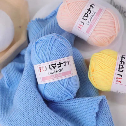 25G Milk Sweet Soft Baby Cotton Knitting Wool Thick Fiber Yarn Velvet Hand Threads for Knitting Wool Crochet Yarn for DIY Swe