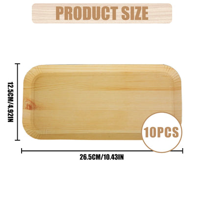 Disposable Rectangle Wood Plates, 10/20 Pcs, Tableware For Desserts, Dinner Party - M-Plates / 10pcs