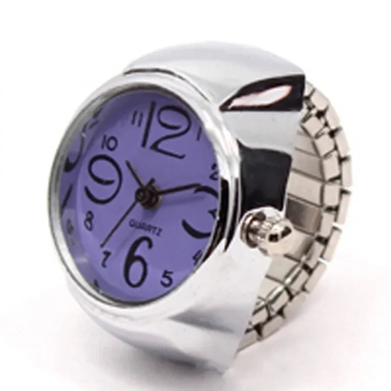 Vintage Punk Finger Watch Mini Elastic Strap Alloy Watches Couple Rings Jewelry Clock Retro Roman Quartz Watch Rings Women Me