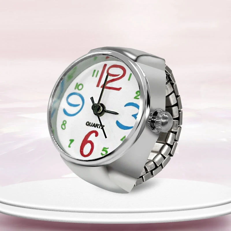 New Ring Watch Creative Circular Dial Alloy Shell Finger Couple Men And Women