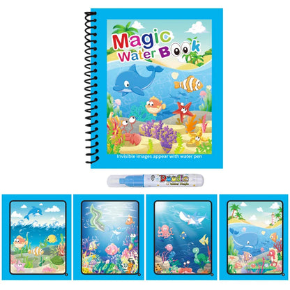 1pc Reusable Water Drawing Book Magic Water Book Mess-Free Magic Painting Pad with Refillable Water Pen Learning Education To